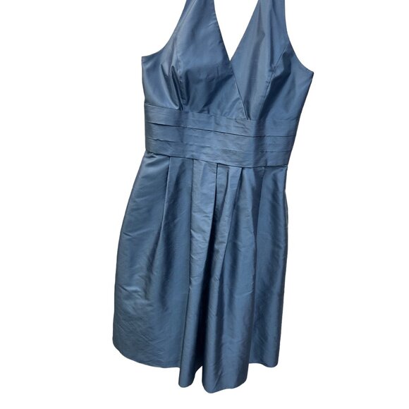 Ann Taylor Blue Silk Taffeta Halter A-Line Special Occasion Dress - Picture 1 of 12
